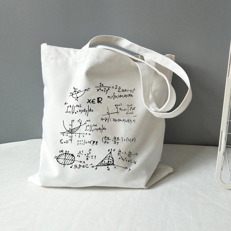 Aidegou17 Mode Boodschappentas Wiskunde Tote Bag Canvas All You Need Is Love Wiskunde Grafische Reis Opbergtas Schoudertas Studenten Boekentas 34*42cm