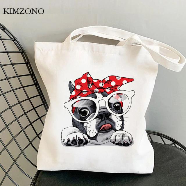Iaidegou-4 Franse Bulldog boodschappentas handtas bolsas de tela bolso jute tas katoenen tas bolsa compra doek bolsas ecologicas sacolas 24*26cm