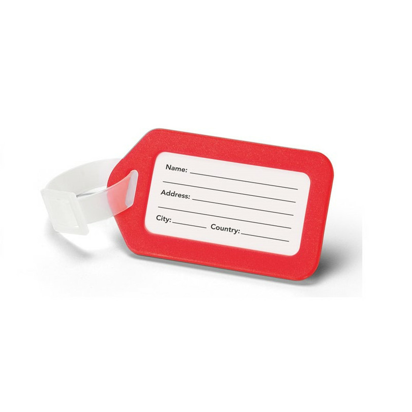 Merkloos Kofferlabel/adres en info bagagelabel kunststof - rood - 5 x 8 cm -