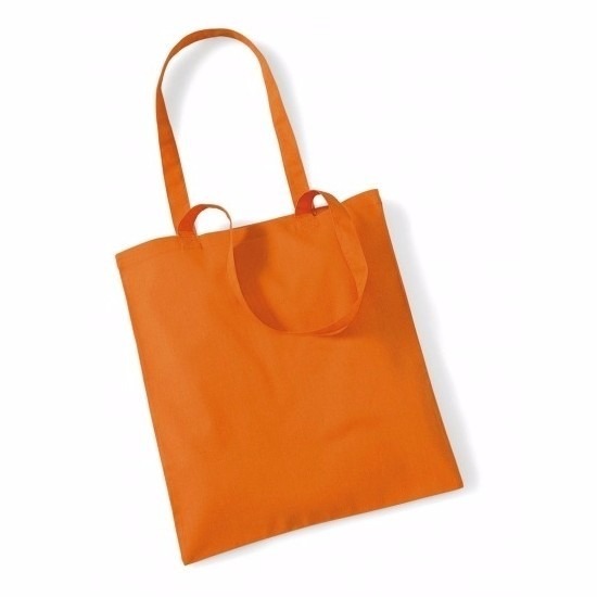 Merkloos 50x Katoenen schoudertassen draagtasjes oranje x cm -