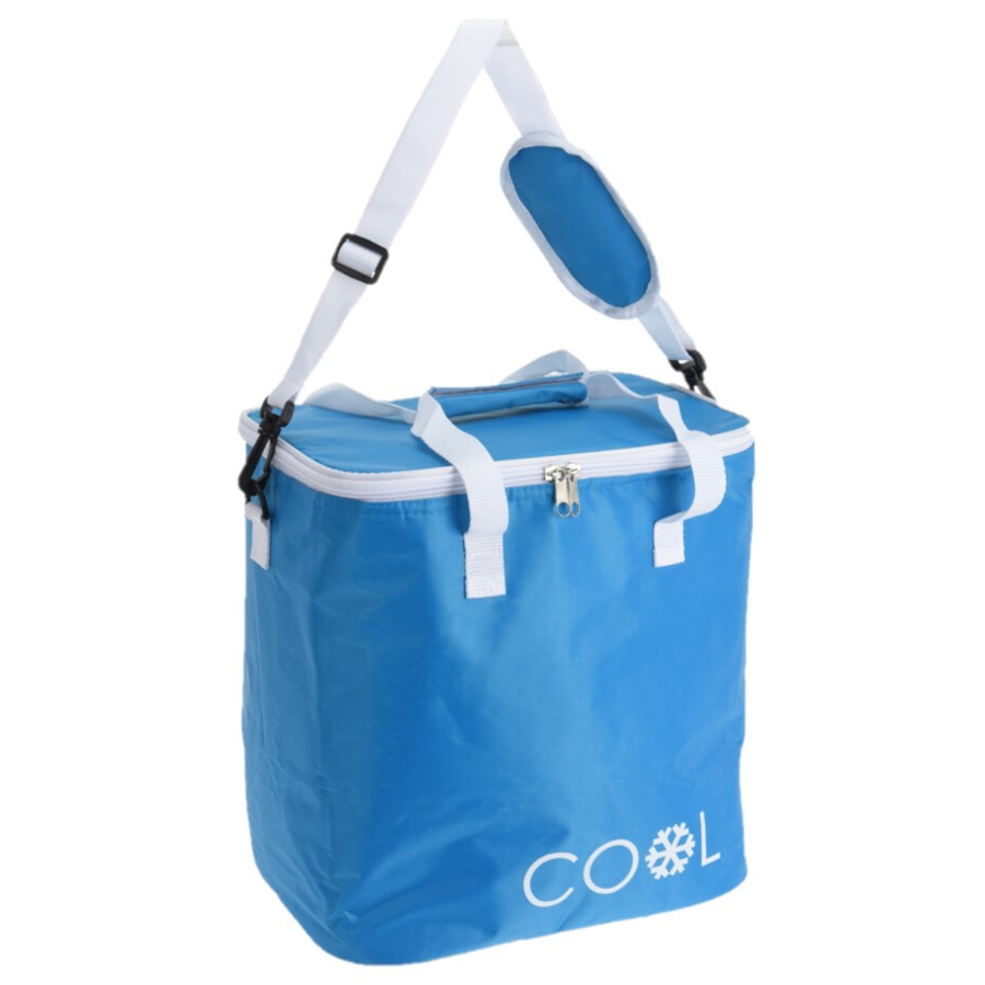 Merkloos Koeltas draagtas schoudertas blauw - 29 x 31 x 21 cm - 18 liter - Koeltassen -