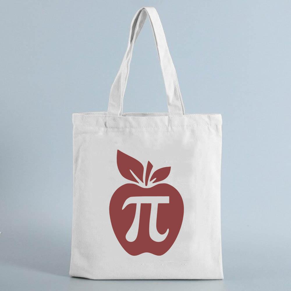 Aidegou19 Apple Pi Tote Bag Shopping Canvas Tas Leraar Cadeau Terug naar school Herbruikbare Eco-boekentas Mode Casual opvouwbare schoudertassen 24*26cm