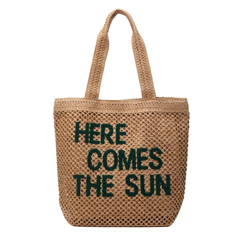 Kuluosidi Letter Strozak met grote capaciteit Damesschoudertas Tote Bag kaki