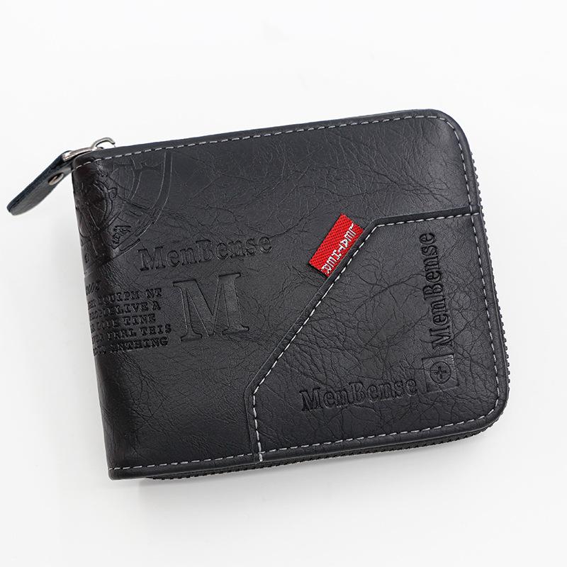 Leather bag Herenportemonnee gemaakt van leer Wax Oil Skin Portemonnee voor heren Portemonnee Korte mannelijke kaarthouder Portefeuilles Rits rond Geld portemonnee