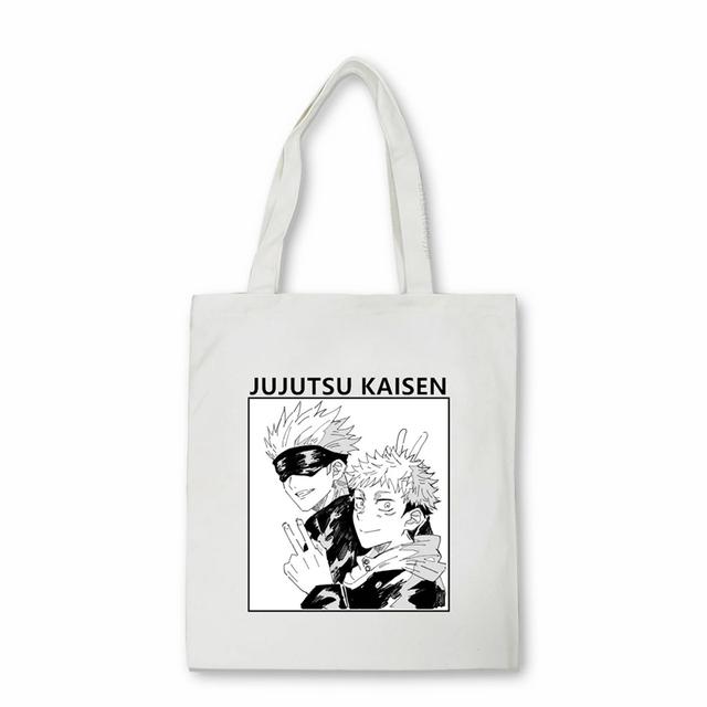Aidegou20 Jujutsu Kaisen Boodschappentas Harajuku Unisex Schouder Handtas Shopper Schoudertassen Canvas Tas Vrouwen Anime Draagtas Bolsas 24*26cm