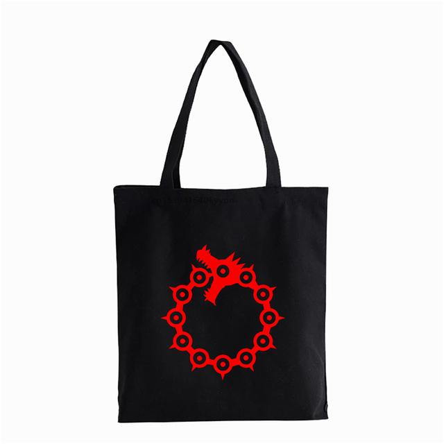 Aidegou27 Anime De Zeven Hoofdzonden Draak Print canvas tas Nanatsu geen Taizai mannen schoudertas WRATH Natuurlijke Selectie Logo Shopper tas 24*26cm