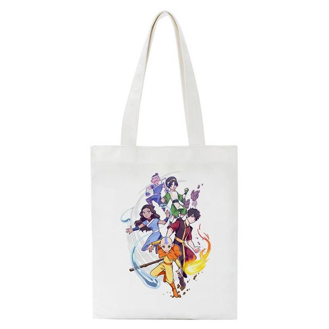 Aidegou19 Avatar The Last Airbender Aang Appa Anime Badass Art Canvas Tas Bakken Tassen Shopper Boodschappentassen Handtas Meisjes Casual Boekentassen 25*30cm