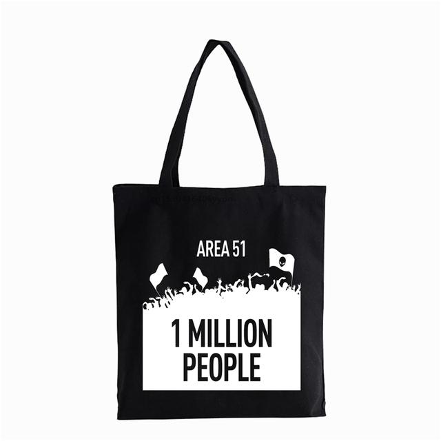 Aidegou20 creatief ontwerpgebied 51 Boodschappentas Unisex Fashion Print buitenaardse schoudertas Herbruikbare Shoppers canvas tas Aangepast logo 24*26cm