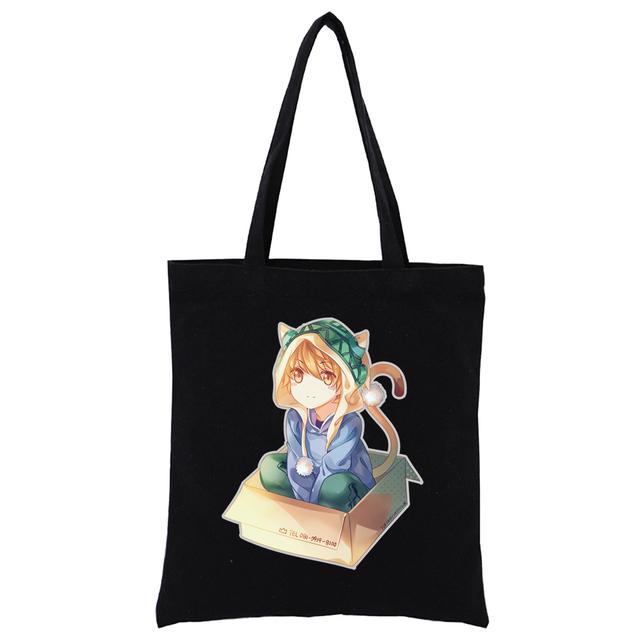 Aidegou17 Japanse Anime Noragami Kawaii Verdwaalde God YATO Zwart Canvas Print Boodschappentassen Meisjes Mode Leven Casual Pacakge Handtas 24*26cm