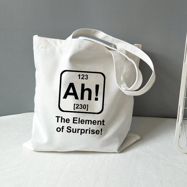 Aidegou32 Chemie Tote Bag Canvas All You Need Is Love Wiskunde Grafische Mode Reis Opbergtas Grappige Geek Handtas Schouder Totebag 24*26cm