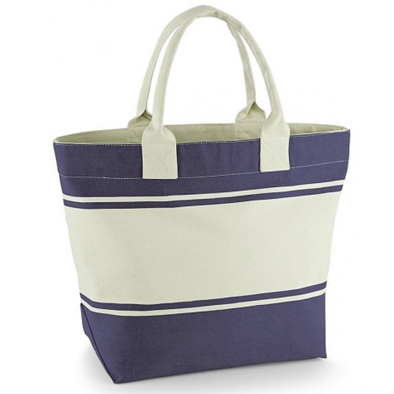 Quadra grote boodschappentas - navy/naturel - 53 x 19 x cm - katoen - 24 liter -