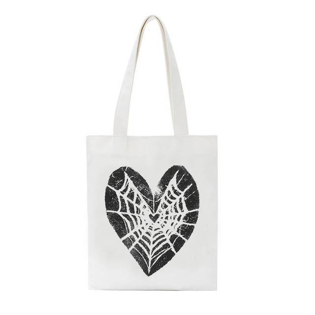 Aidegou19 Olieverfschilderij print canvas tas casual grote capaciteit Harajuku punk Vintage shopper tas gothic casual y2k vrouwen schoudertas 24*26cm