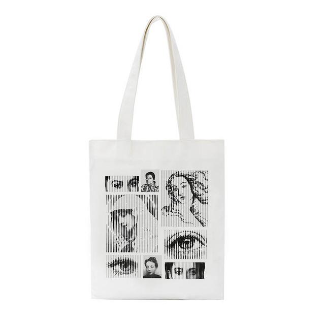 Aidegou19 Olieverfschilderij print canvas tas casual grote capaciteit Harajuku punk Vintage shopper tas gothic casual y2k vrouwen schoudertas 34*42cm