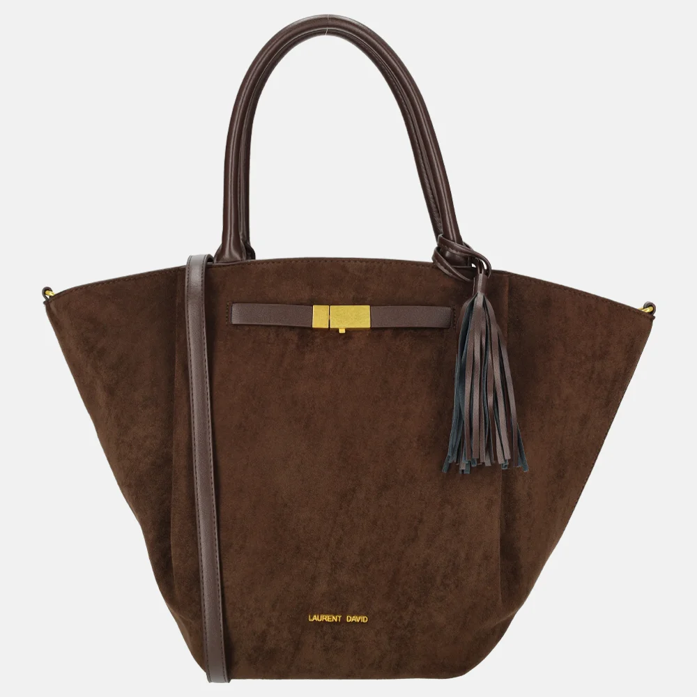 Laurent David Camille handtas suedine dark brown