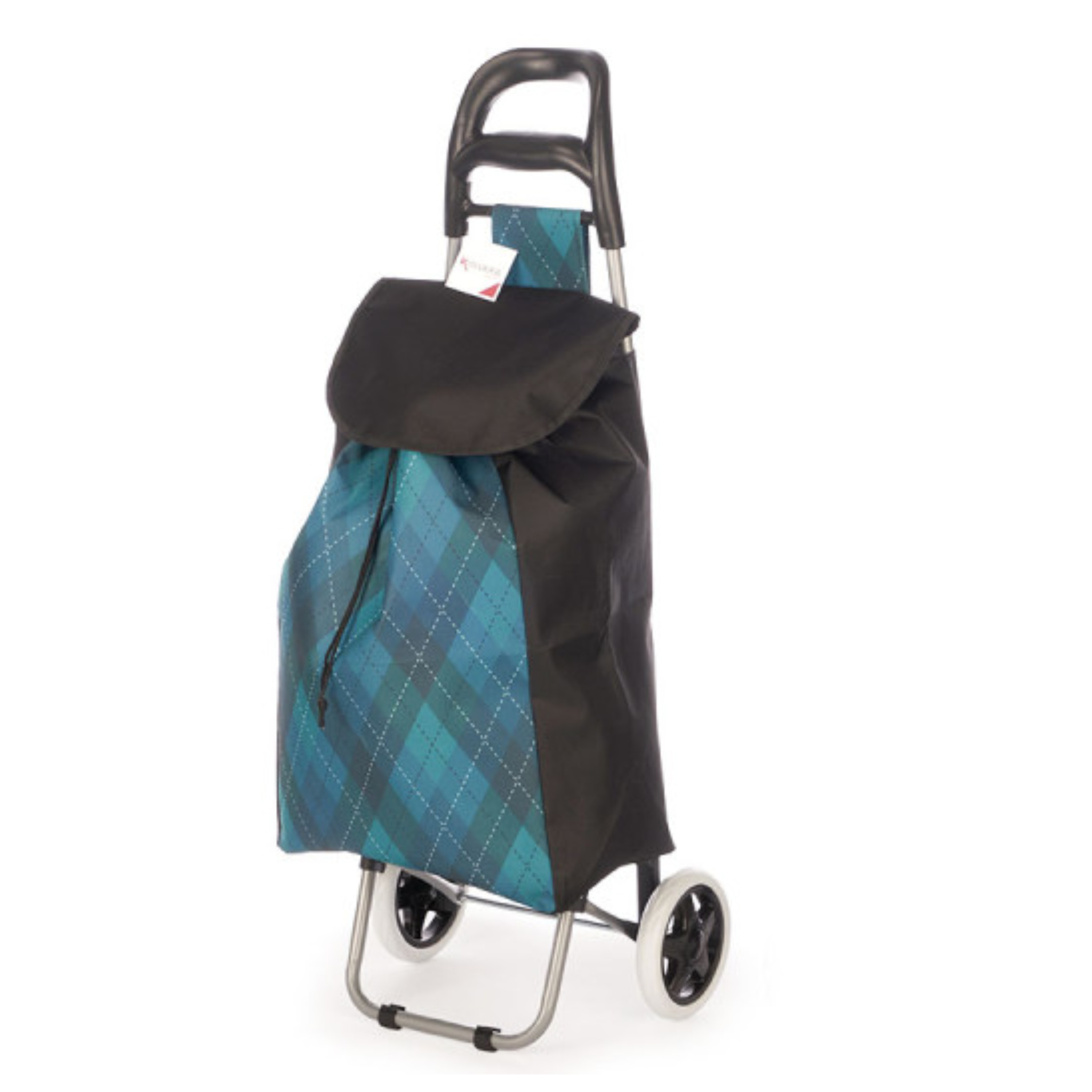 Arte r egal Boodschappen trolley Ruit - 33 - blauw - 35x88 cm - met wielen -
