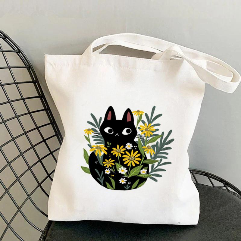 Aidegou19 2021 Shopper geel Cartoons BIJEN Bedrukte Tote Bag dames Harajuku shopper handtas meisje Schouder boodschappentas Dame Canvas Tas 34*42cm