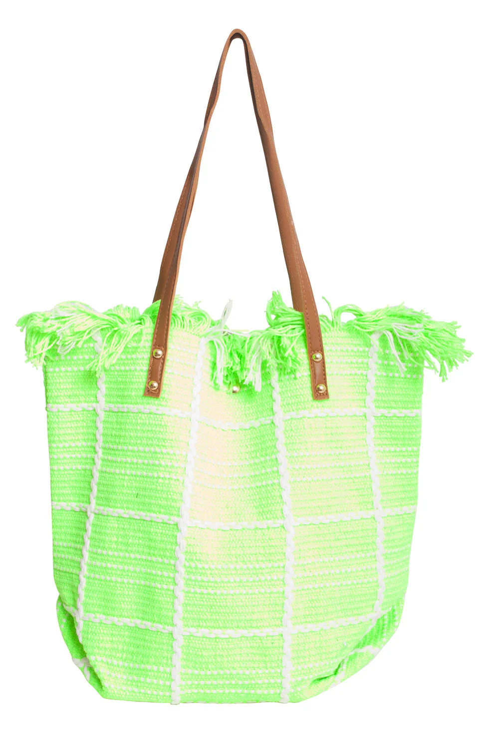 Smashed Lemon 56030 shopper schoudertas licht groen met wit geruit