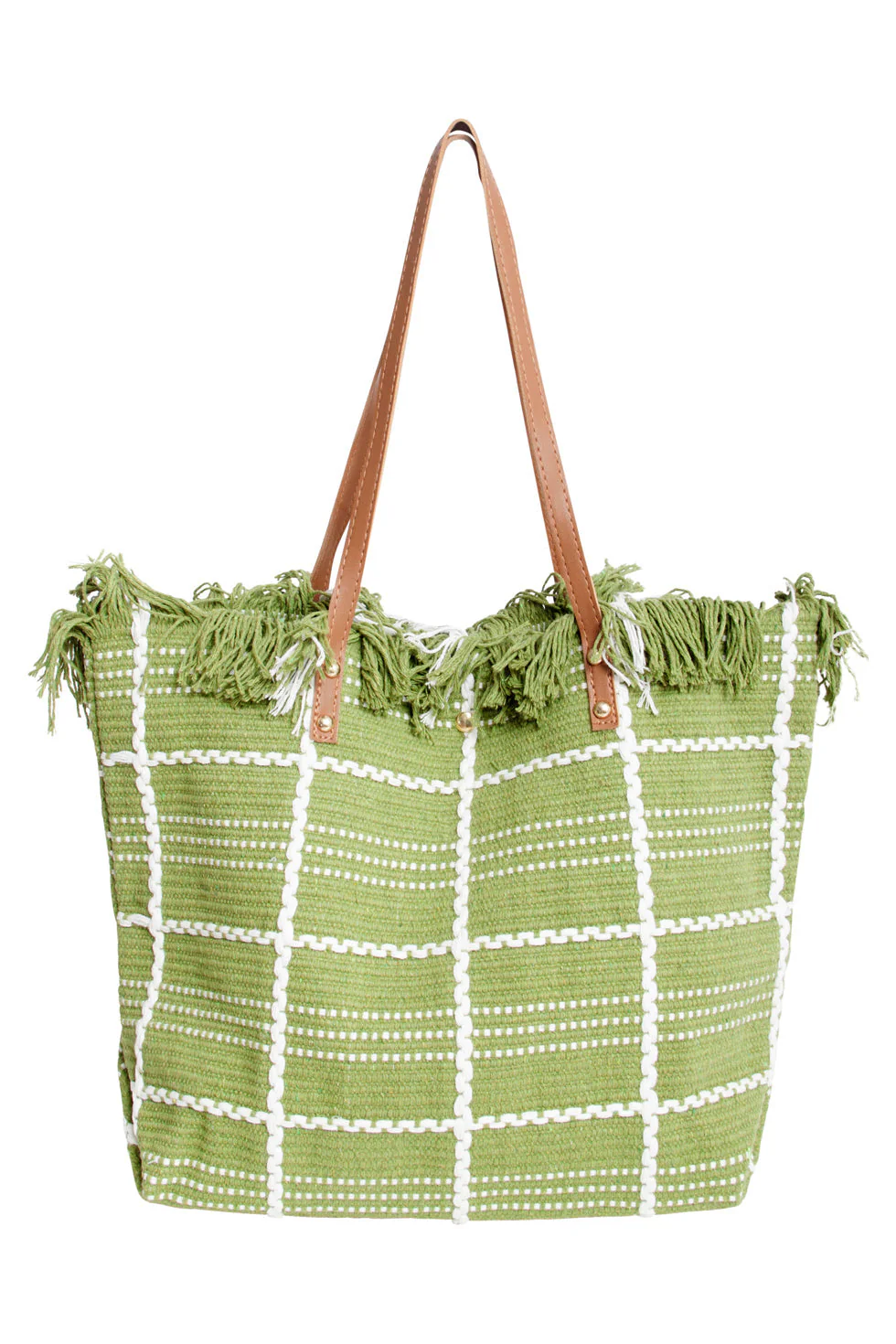 Smashed Lemon 56030 shopper schoudertas leger groen met wit geruit