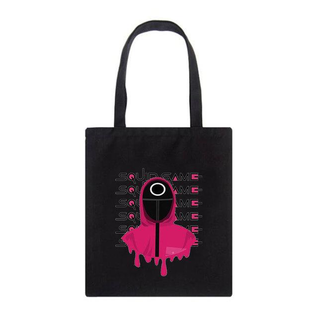 Iaidegou-4 Koreaanse TV Inktvis Game Print Casual Harajuku Vrouwelijke Schouder Canvas Tas High Street Grote Capaciteit Tote Herbruikbare Y2K Boodschappentassen 25*30cm