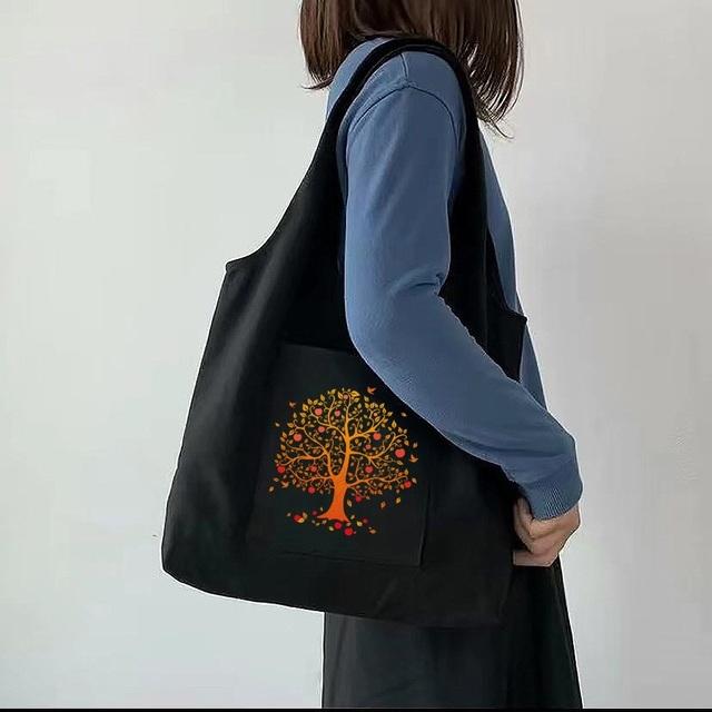 Aidegou15 Opvouwbare damestas Shoppertas Reistas Canvas tas Messenger schoudertas Bedrukte Tote tas Boodschappentassen voor dames 32*35cm