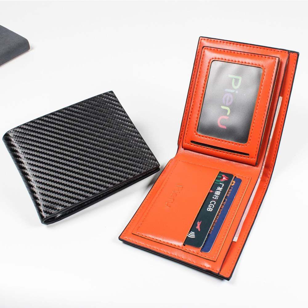 Shanxi Large Capacity Money clips Short Men's Wallet Coin Purse Carbon Fiber Wallets ID Credit Card Holder oranje