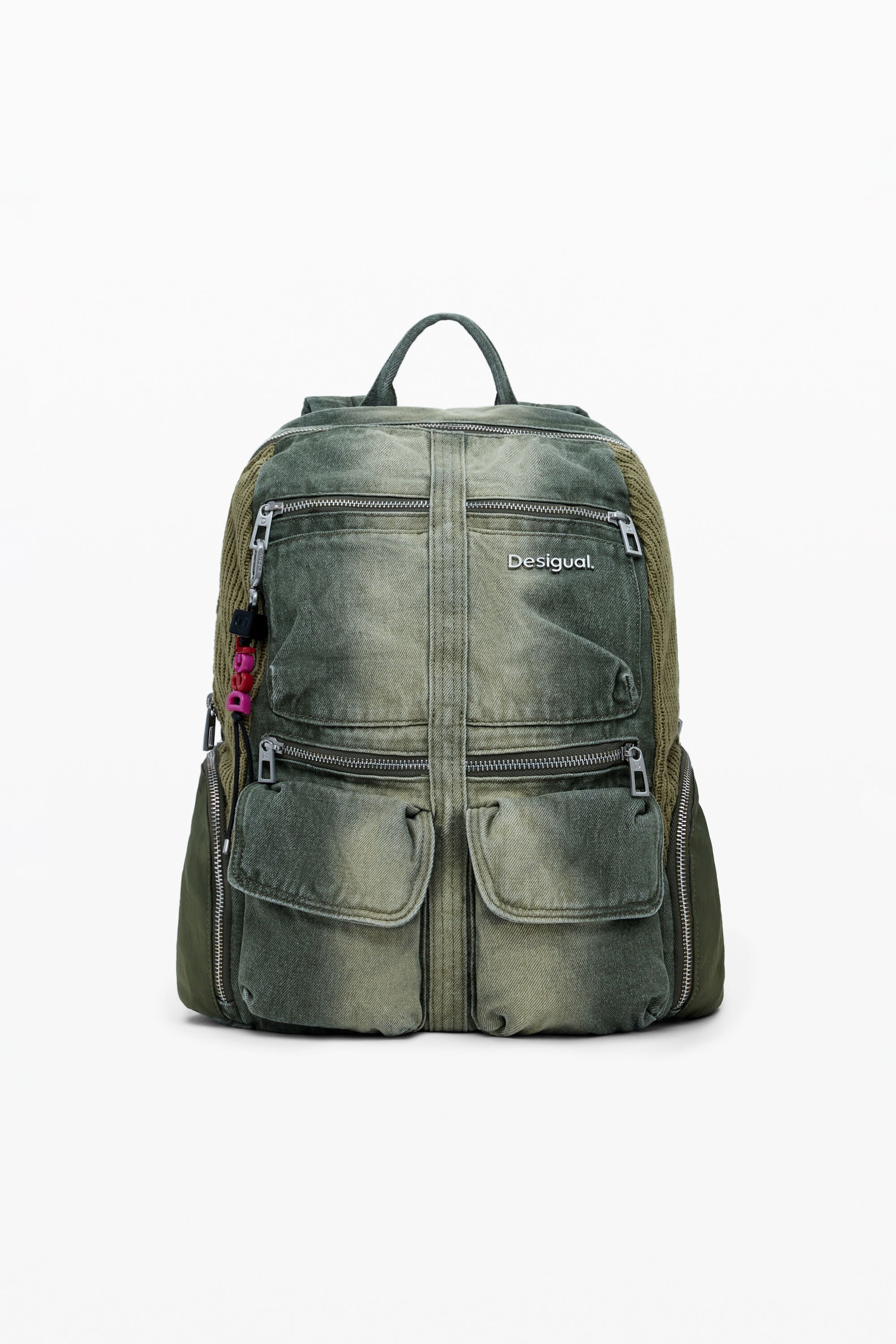 Desigual Grote gecombineerde denim rugzak - GREEN