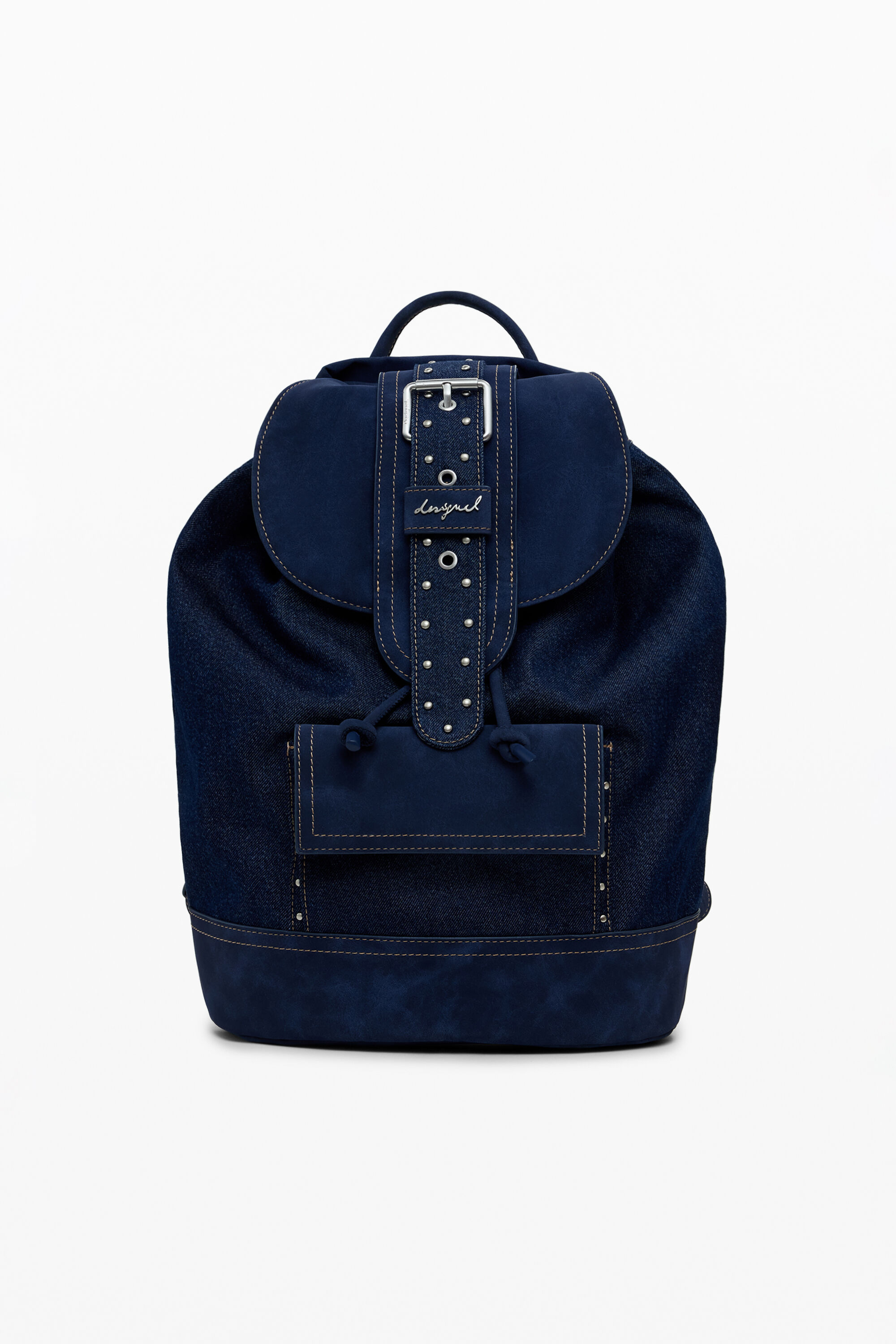 Desigual Middelgrote omkeerbare denim rugzak in buideltasstijl - BLUE