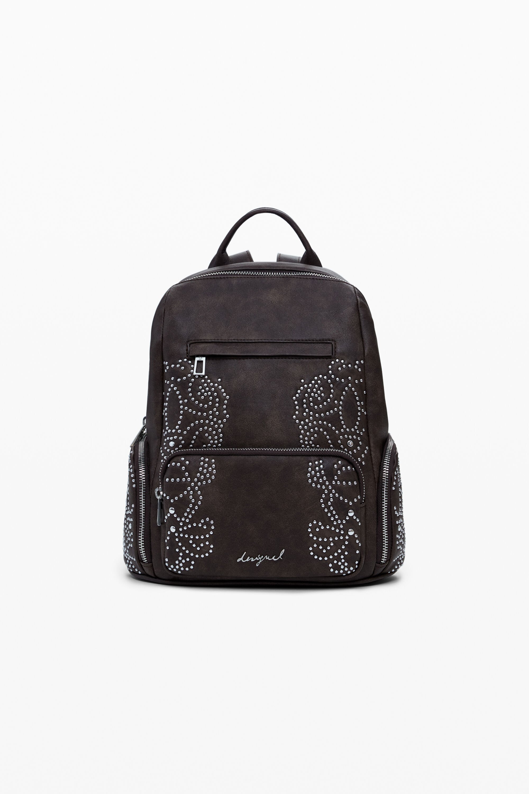 Desigual Kleine rugzak met zakken en studs - BROWN