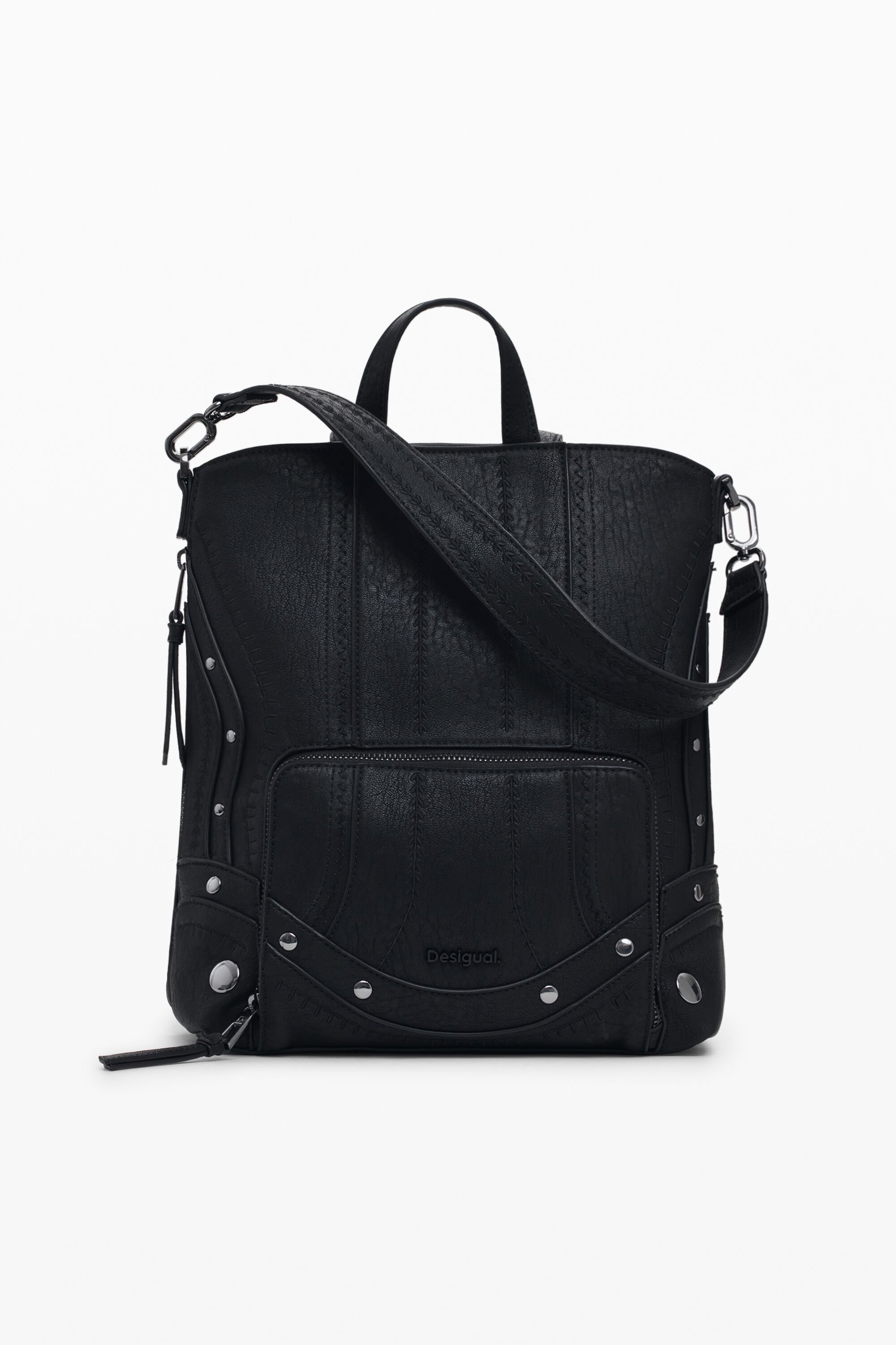 Desigual Kleine rugzak met patchwork in leerlook - BLACK