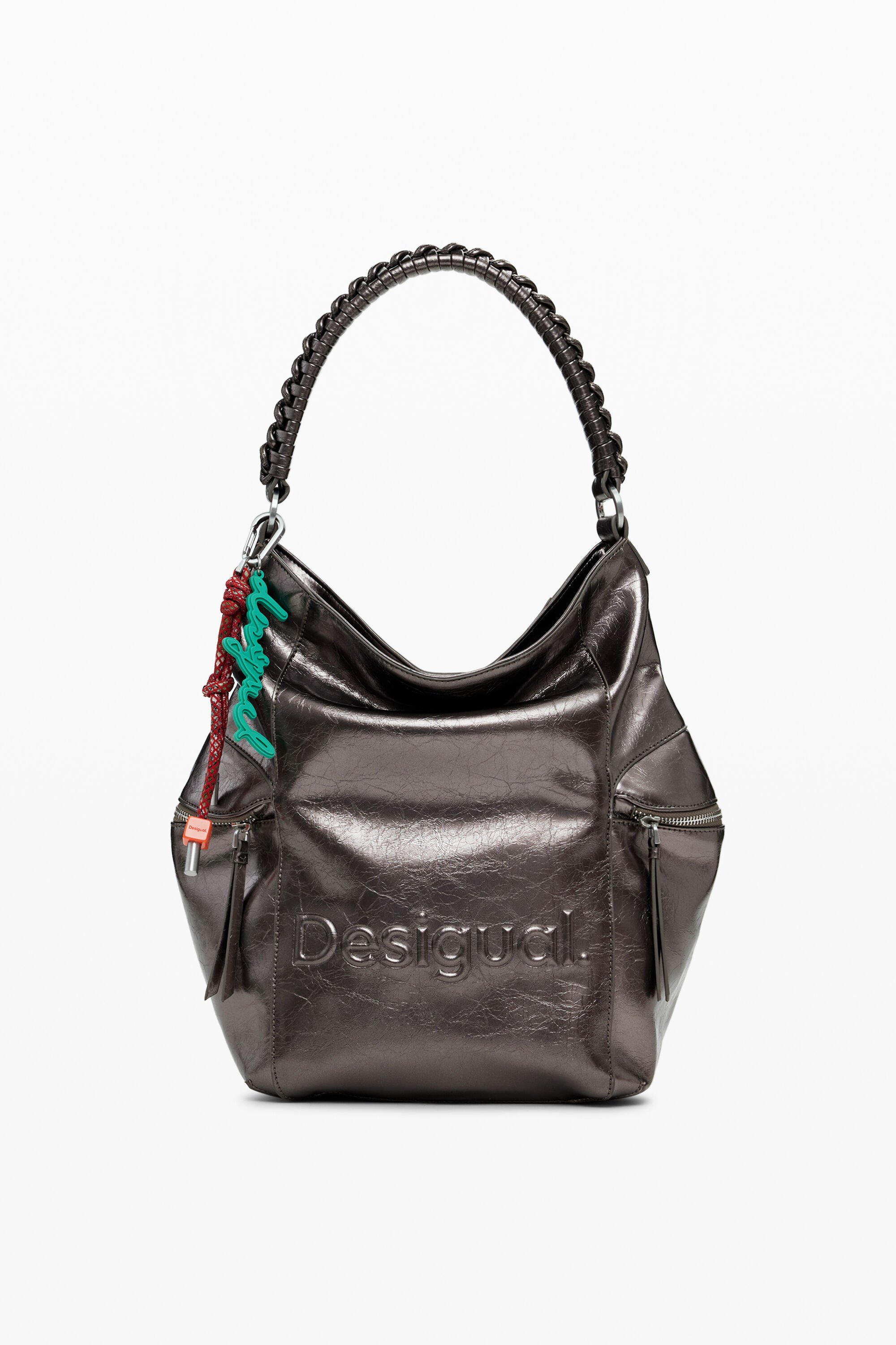 Desigual Metallic rugzak met groot logo - MATERIAL FINISHES