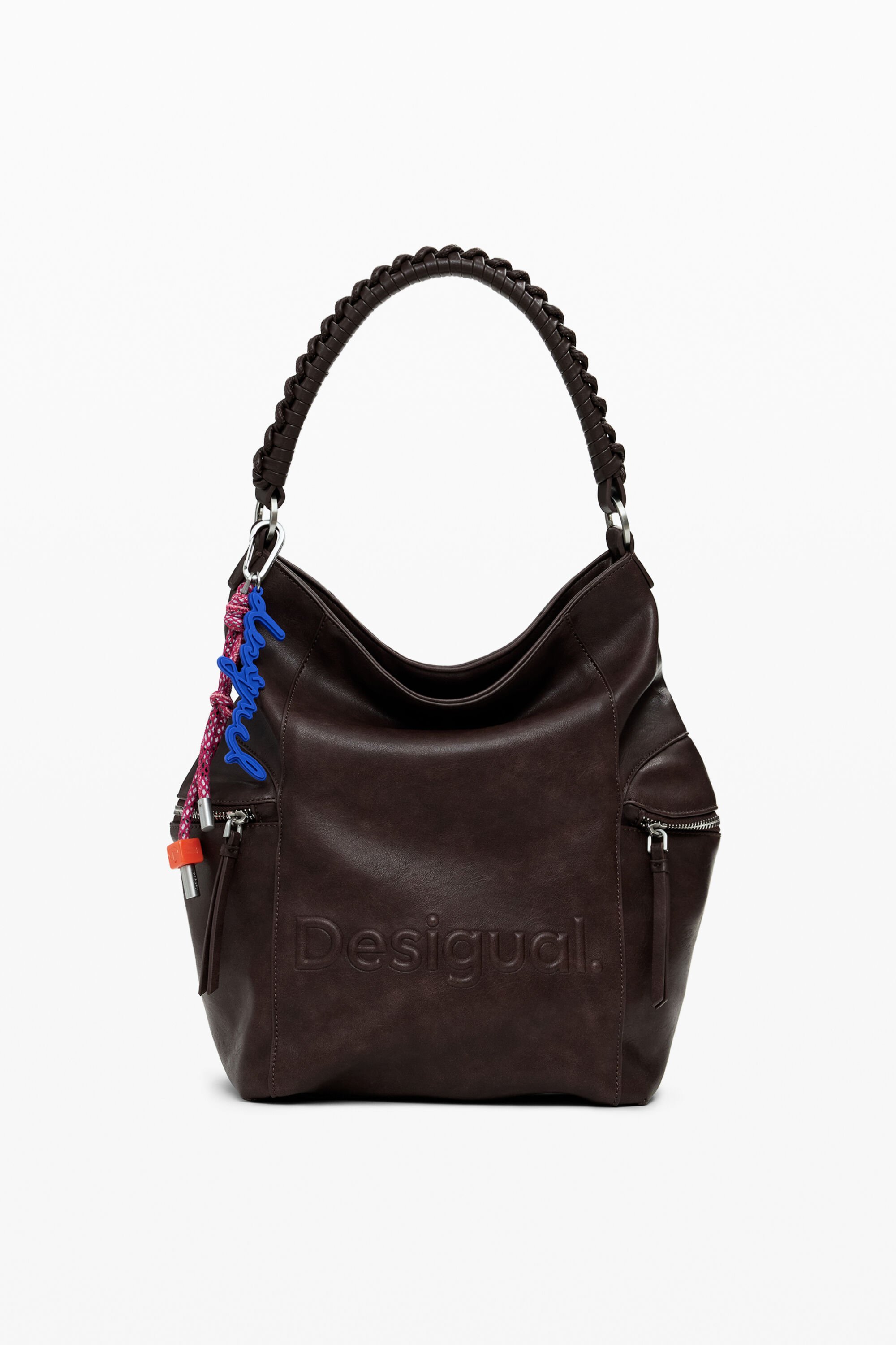 Desigual Rugzak van suède-effect met groot logo - BROWN