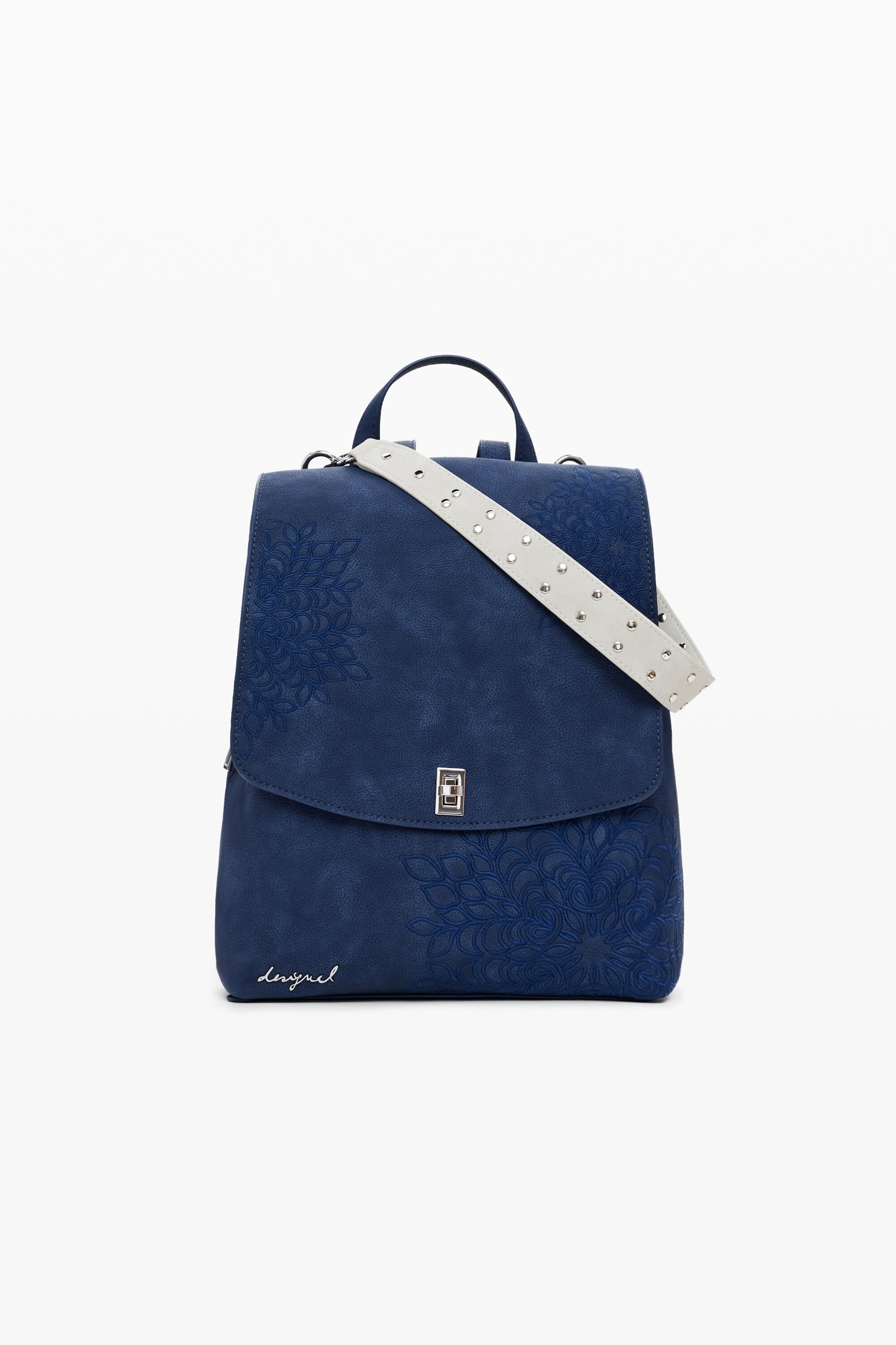 Desigual Kleine rugzak met klep en gravures - BLUE