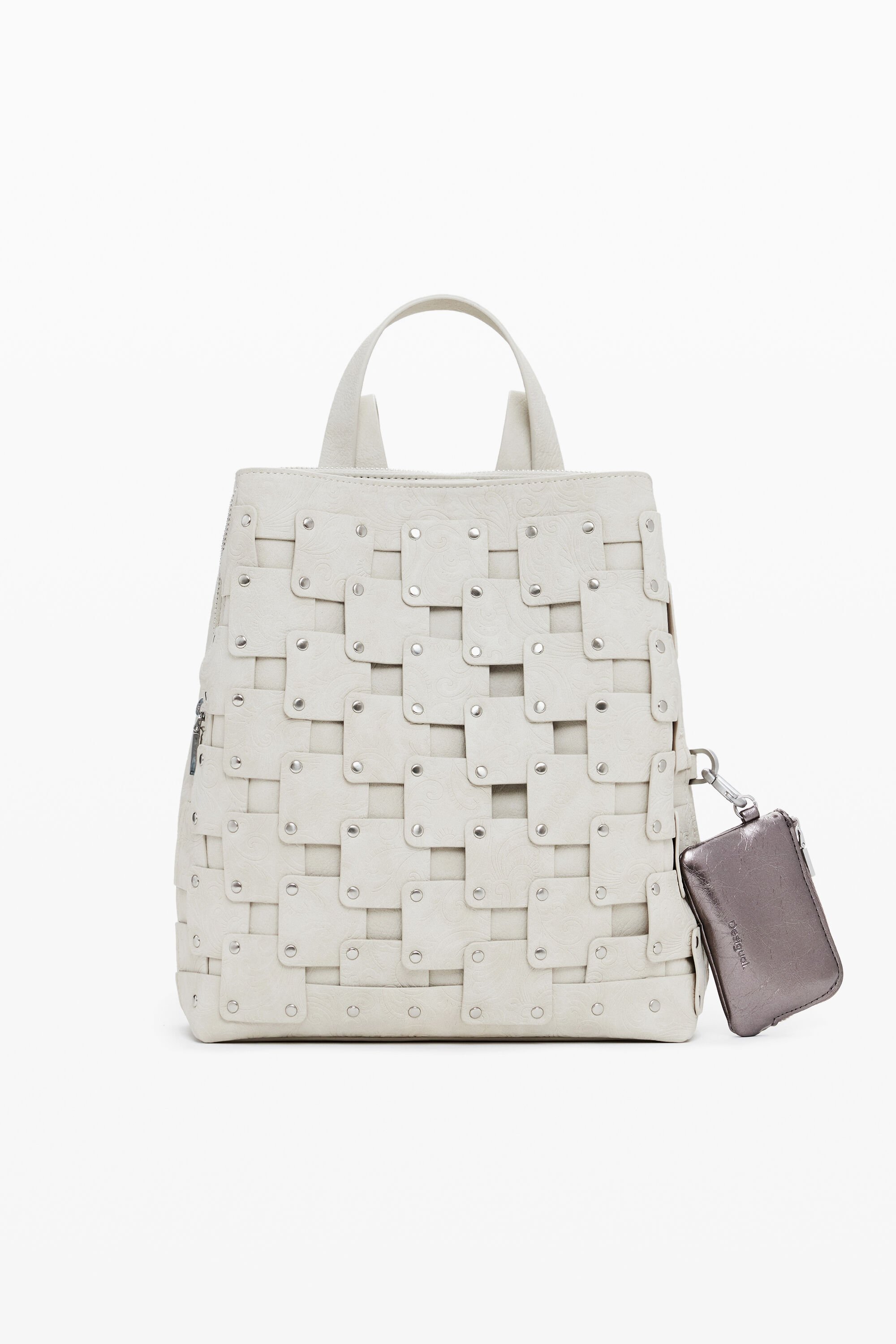 Desigual Middelgrote rugzak met patches in leerlook - BROWN