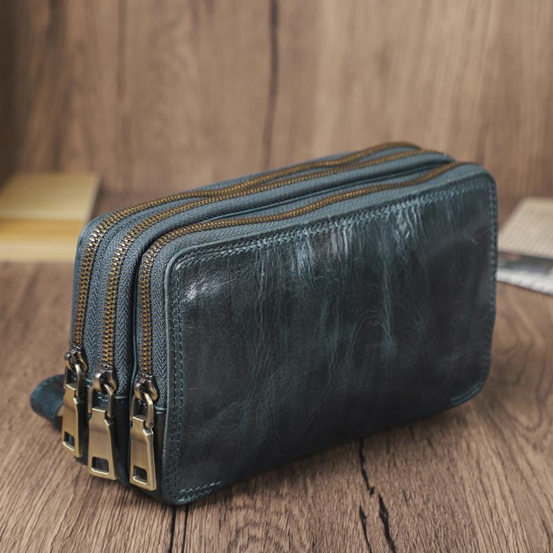 CONTACTS CONTACT'S Echt leren clutch portemonnees voor heren Crossbody tas Telefoontas Kaarthouders Handtas met meerdere ritsen