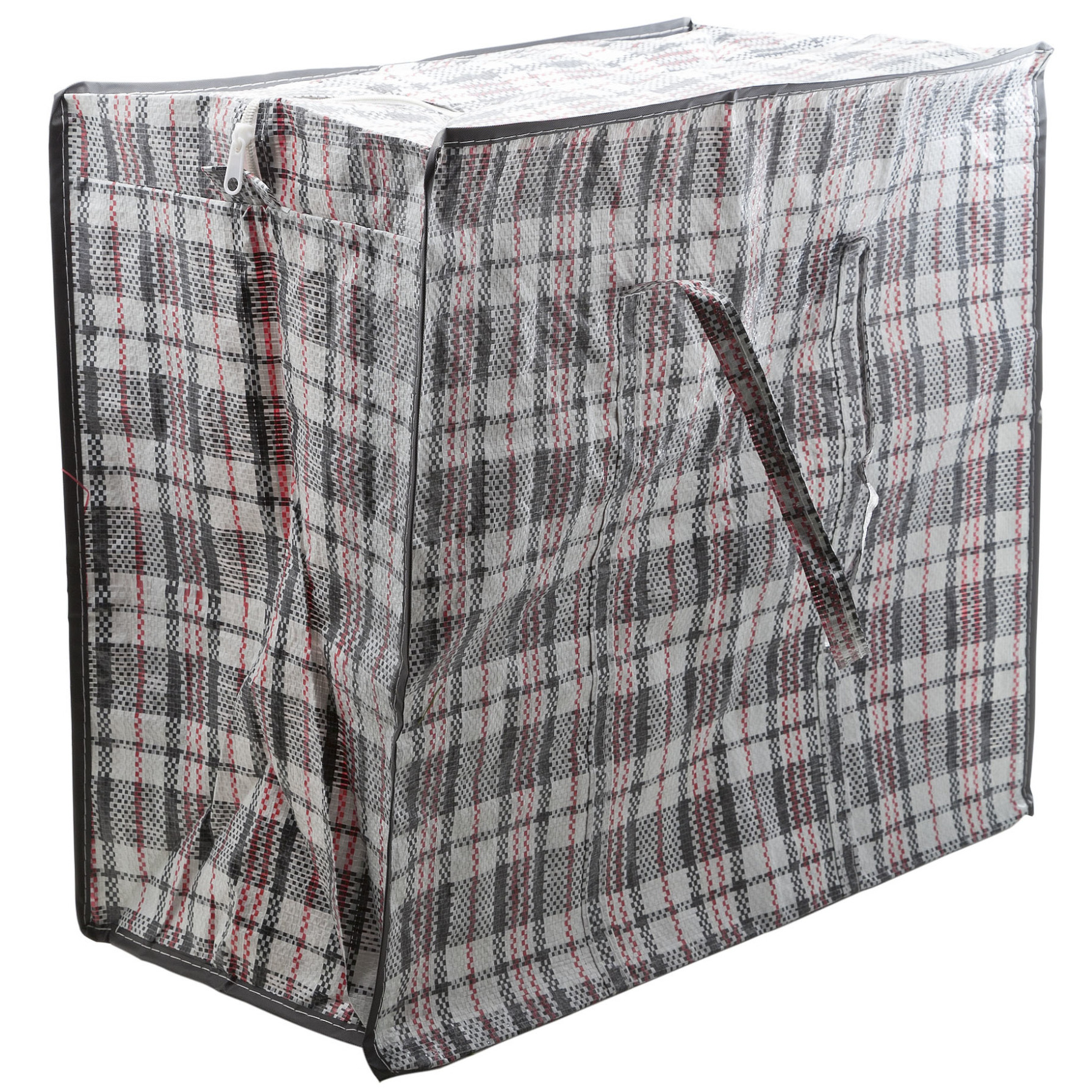 Cosy & Trendy 2x Stuks mega/jumbo/XXL boodschappentas/shopper grijs geruit 55 x 30 cm van kunststof -