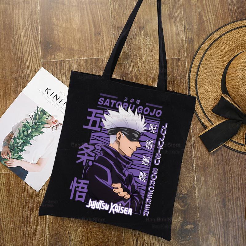 Aidegou19 Jujutsu Kaisen Cartoon Winkelen Canvas Tas Ryomen Sukuna Itadori Yuji Shopper Tas Okkotsu Yuta Gojo Satoru Schoudertassen 31*36cm