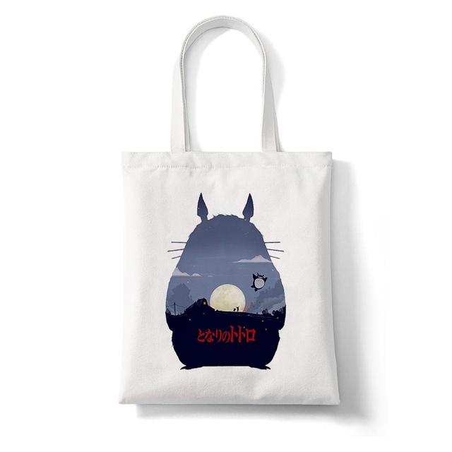 Aidegou15 Totoro Studio Ghibli Miyazaki Hayao Shopper Bag Anime Tassen Cartoon Print Boodschappentassen Eco Canvas Draagtas Pacakge Strandhandtas 31*36cm
