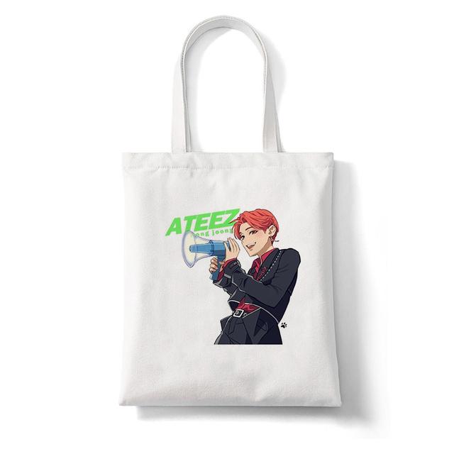 Iaidegou-4 Shopper Tas Korea Ulzzang ATEEZ Kpop Combinatie Hip Hop Hipster Print Boodschappentassen Eco Canvas Fans Draagtas Pacakge Handtas 25*30cm