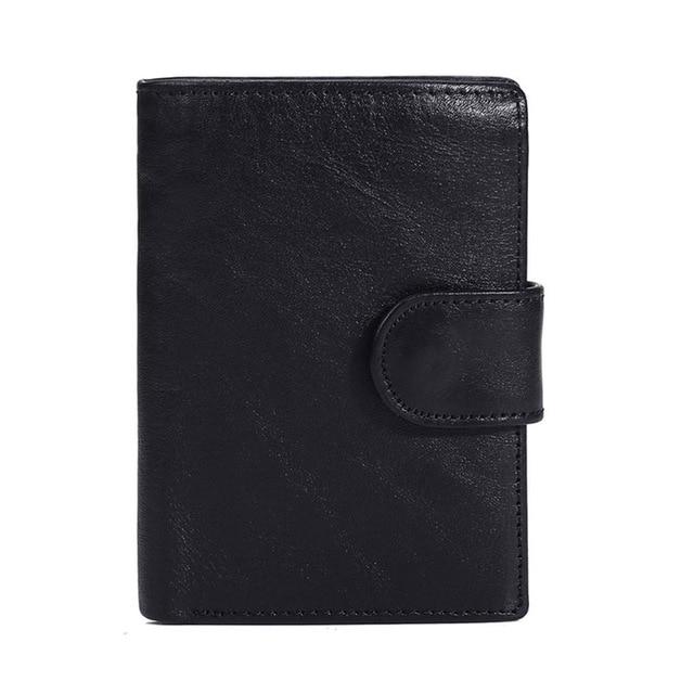 MISFITS Mannen Portemonnee Olie Wax Koeienhuid Lederen Portefeuilles Portemonnee Clutch Hasp Open Top Kwaliteit Retro Korte Portemonnee 13.5 cm zwart