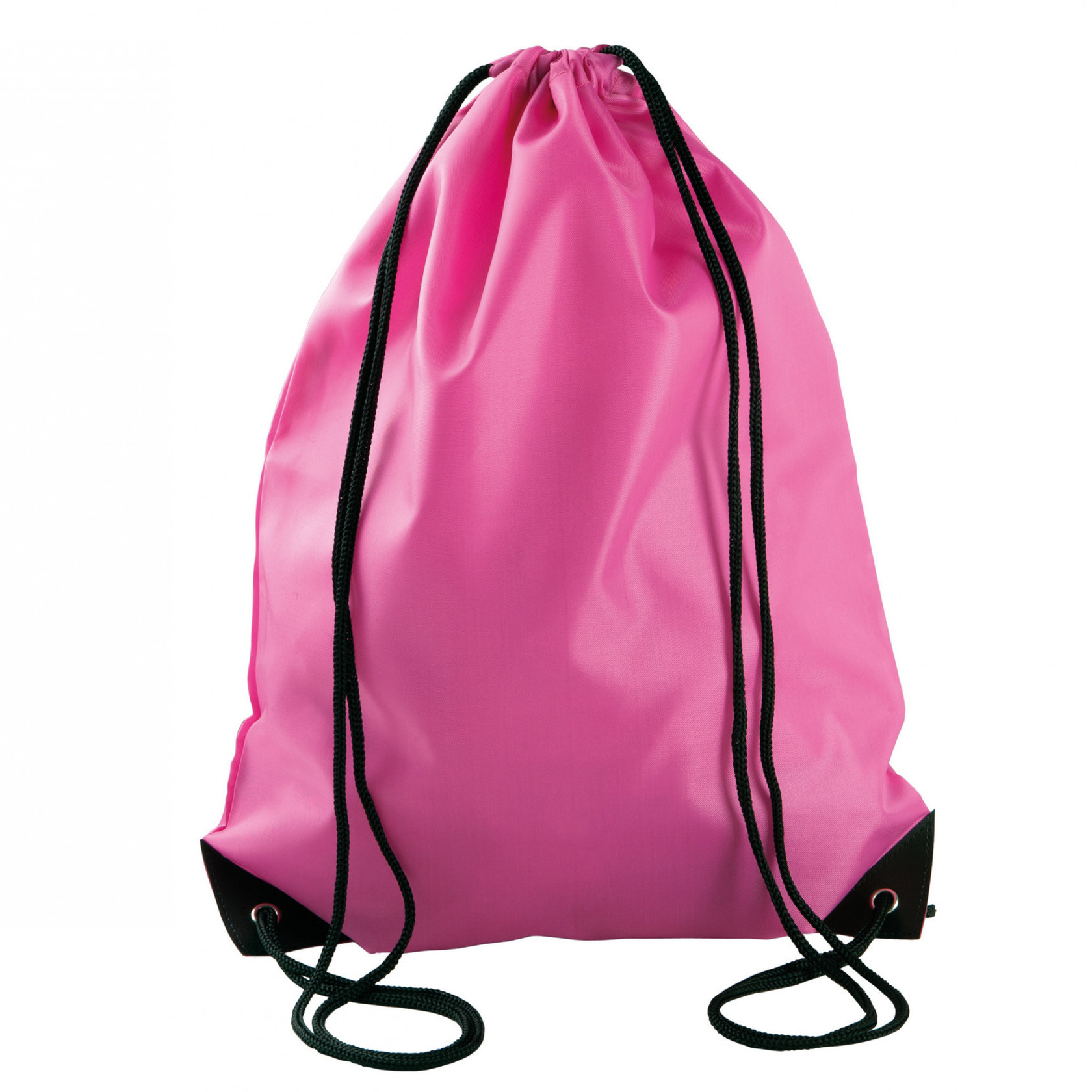 Merkloos 4x stuks sport gymtas/draagtas fuchsia roze met rijgkoord x cm van polyester -