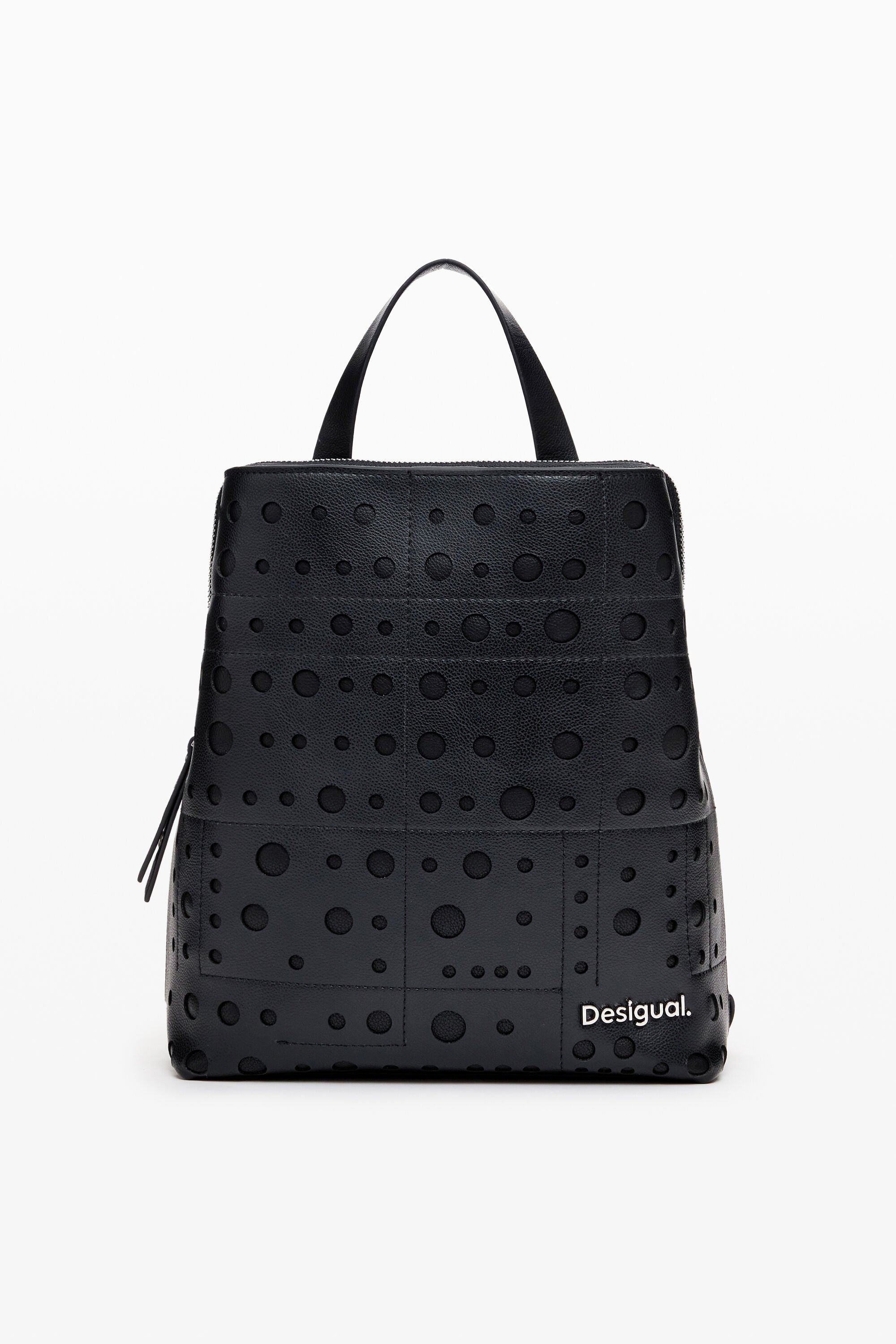 Desigual Rugzak met cirkelpatroon in leerlook - BLACK
