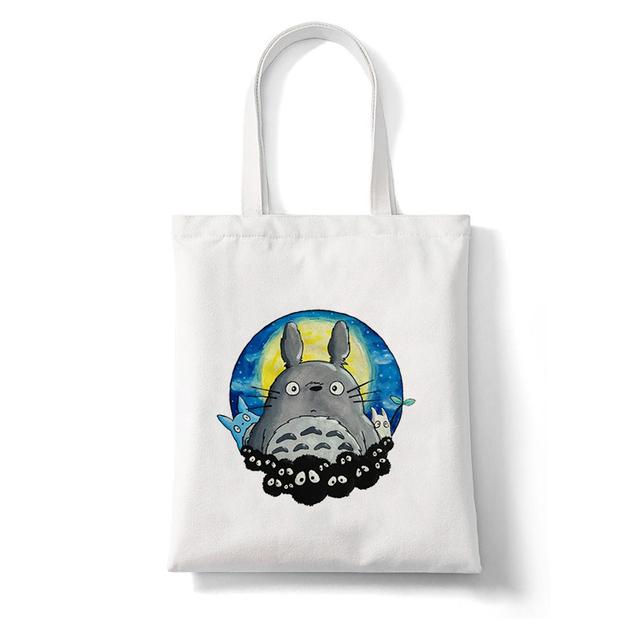Aidegou15 Totoro Studio Ghibli Miyazaki Hayao Shopper Bag Anime Tassen Cartoon Print Boodschappentassen Eco Canvas Draagtas Pacakge Strandhandtas 25*30cm