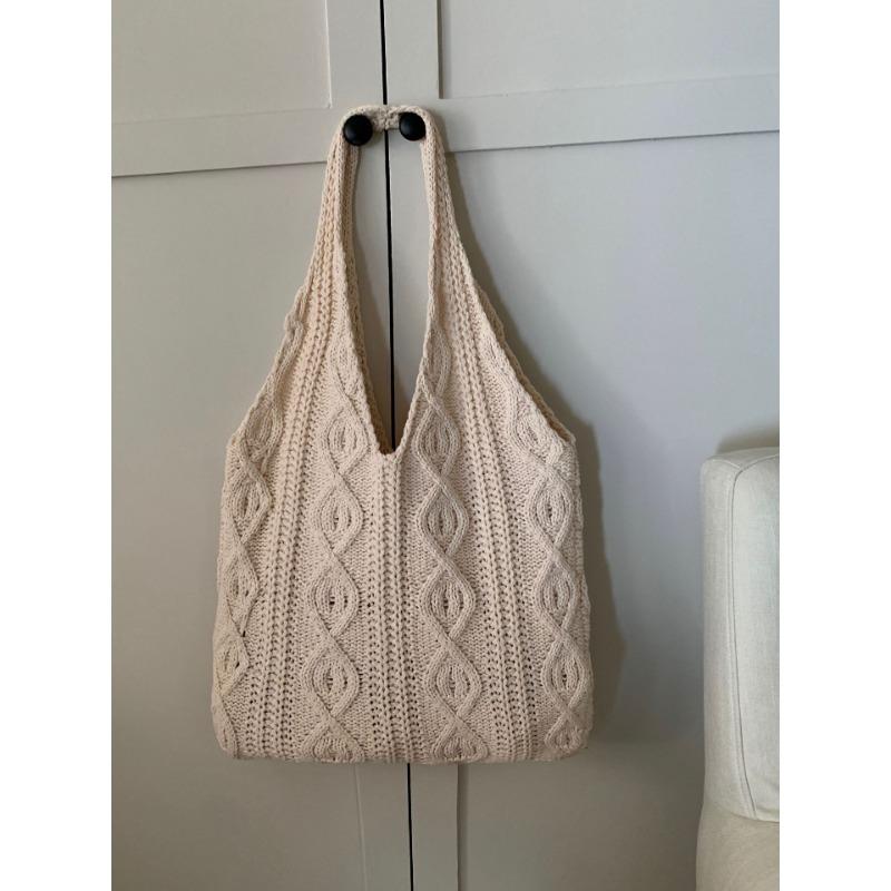 VIA ROMA Vintage breitas Handgemaakte breitas Tote Bag Honderd Schoudertas Dames Handtas Boodschappentas
