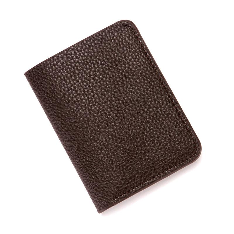Fantastic Way Pu leren heren portemonnee dunne kleine creditcardhouder lychee patroon portemonnee koffie