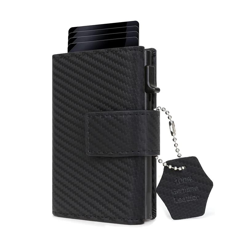 Topmall Creditcardportemonnee Miniportemonnee Ritssluiting Muntportemonnee Heren Beschermend Leren Kaartportemonnee Aluminium Kleine Kaarthouder