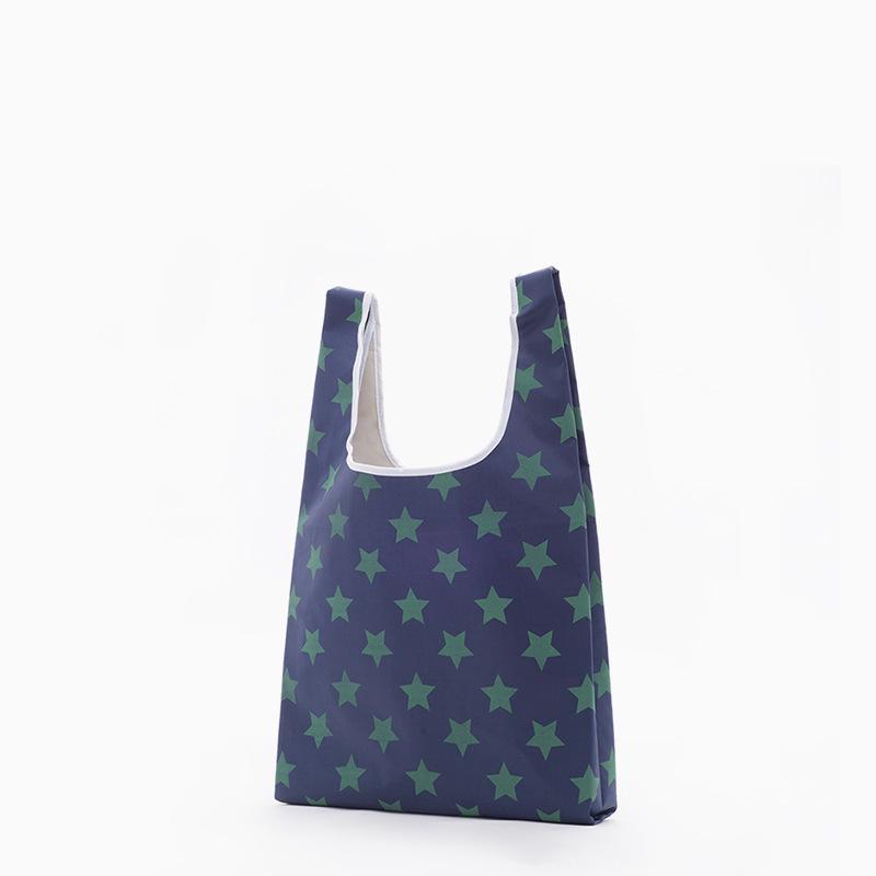6Elect 1PC Herbruikbare Unisex Bedrukte Eco-vriendelijke Boodschappentas Opvouwbare Boodschappentassen Polyester Eco Boodschappentas Big blue Stars