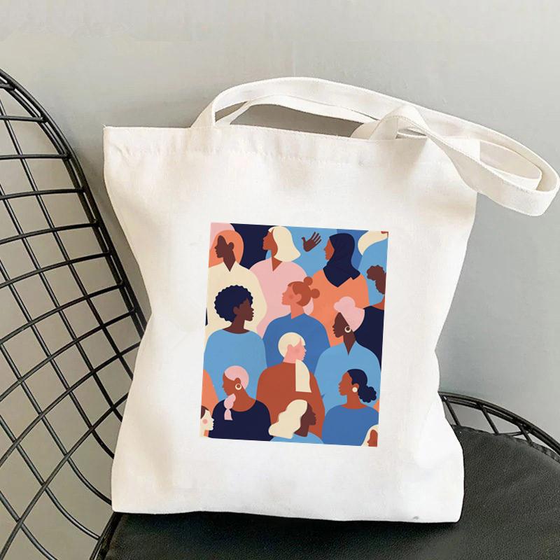 Aidegou20 Shopper Girl Power Kleurrijke feministische tas Harajuku vrouwen boodschappentas Canvas shopper tas meisje handtas draagtas schoudertas Lady Bag 34*42cm