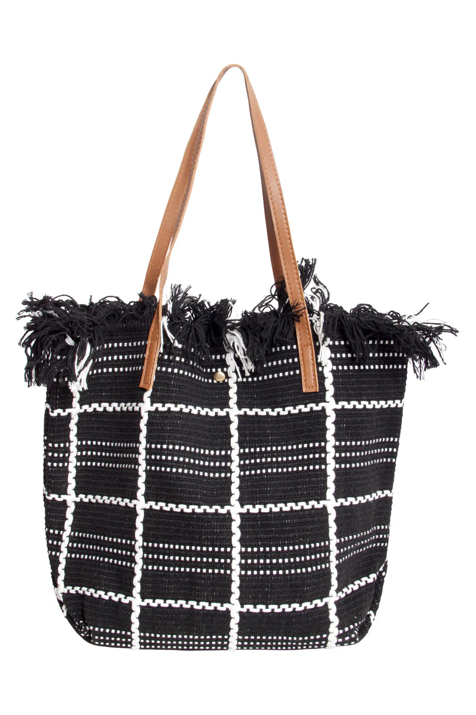 Smashed Lemon 56030 shopper schoudertas zwart met wit geruit