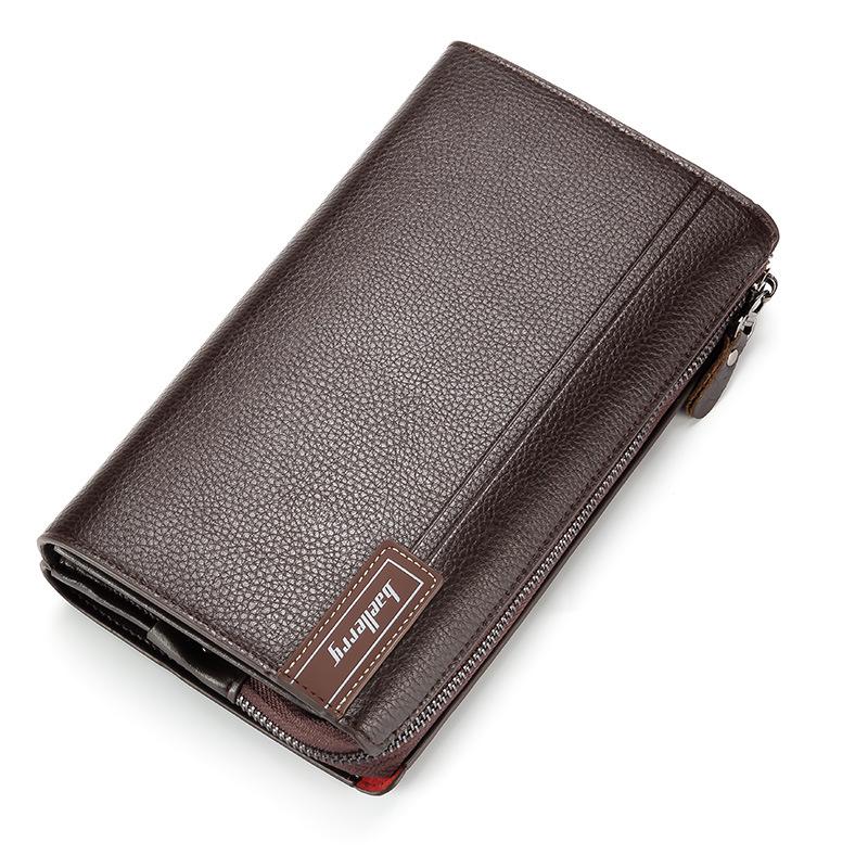 Wilicosh Herenmode Pu-leer Lichee-patroon Clutch Bag Zakelijke mobiele telefoontas Lange portemonnee met meerdere kaarten Cadeau voor vriend Echtgenoot