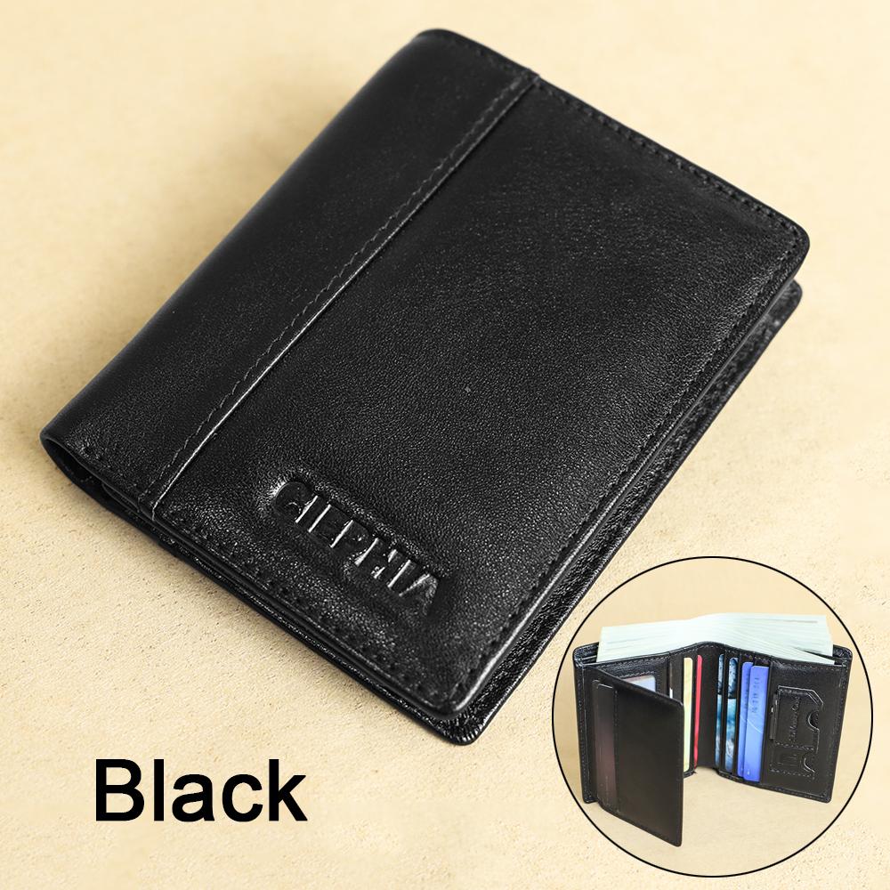 Leather Fashion Bags 1pc heren lederen tweevoudige portemonnee, met ID-venster RFID-blokkerende toplaag koeienhuid portemonnee, multifunctionele creditcardhouder cadeau voor hem